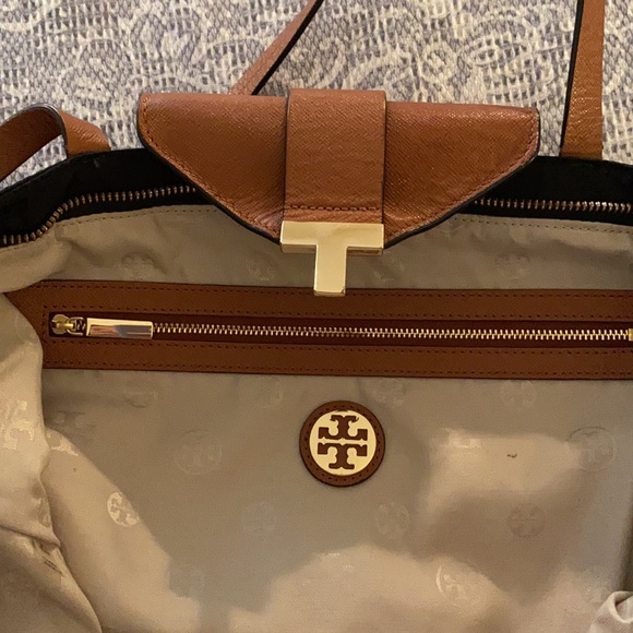 Tory Burch Black Nylon Tote/Camel Accents - Picture 8 of 16